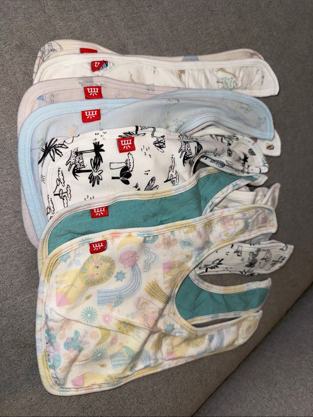 Magnetic Me 9 Count Kids Reversible Bibs - Pastel Multi & Teal